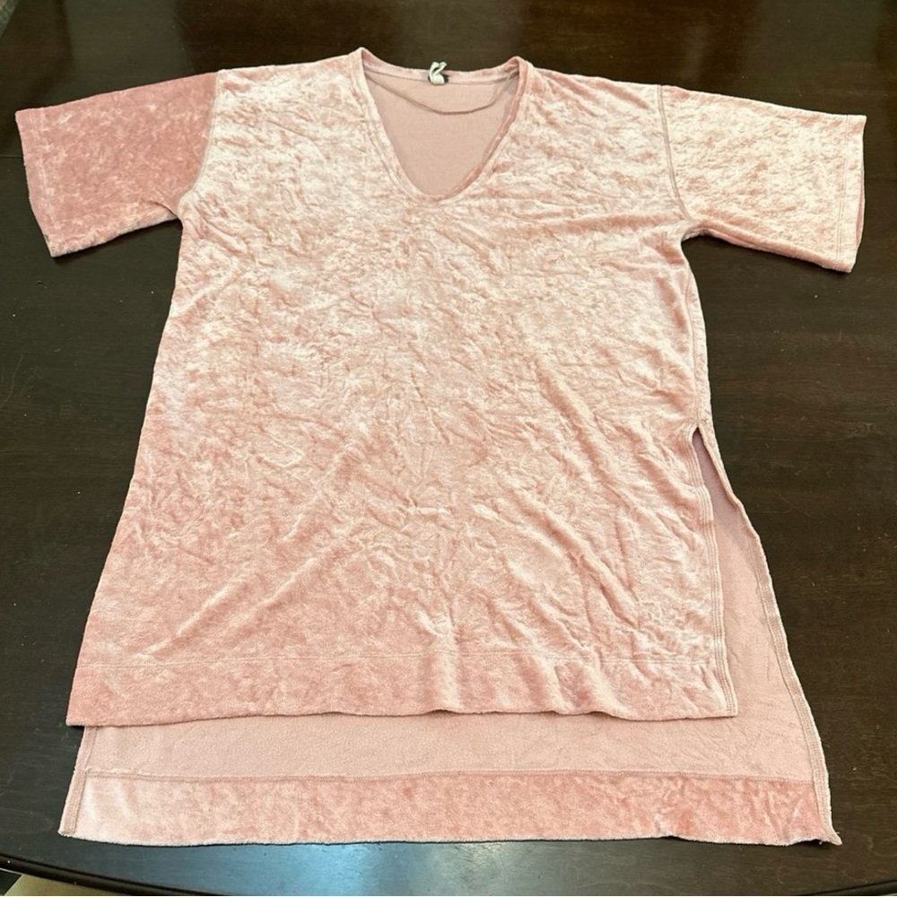 Pink Velvet Tunic Top Mini Dress